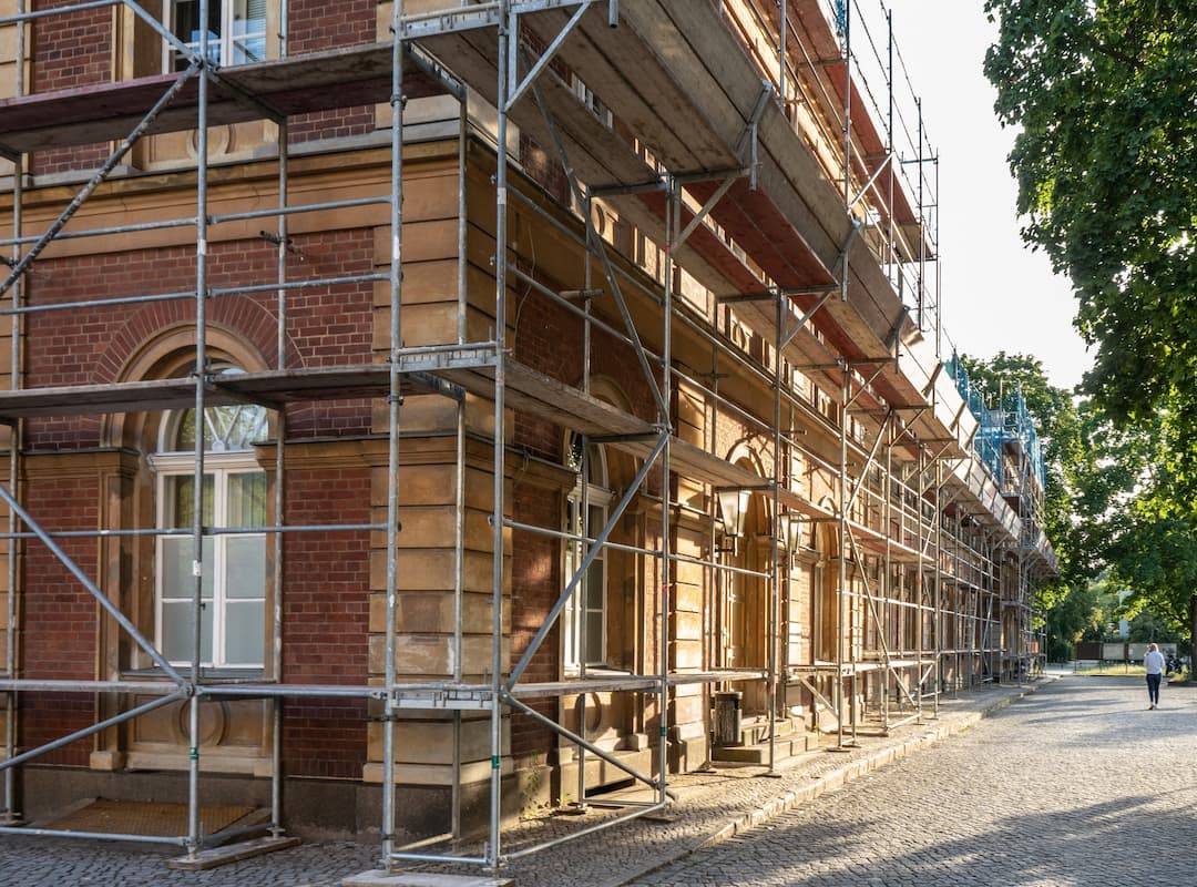 a building with scaffolding on the side